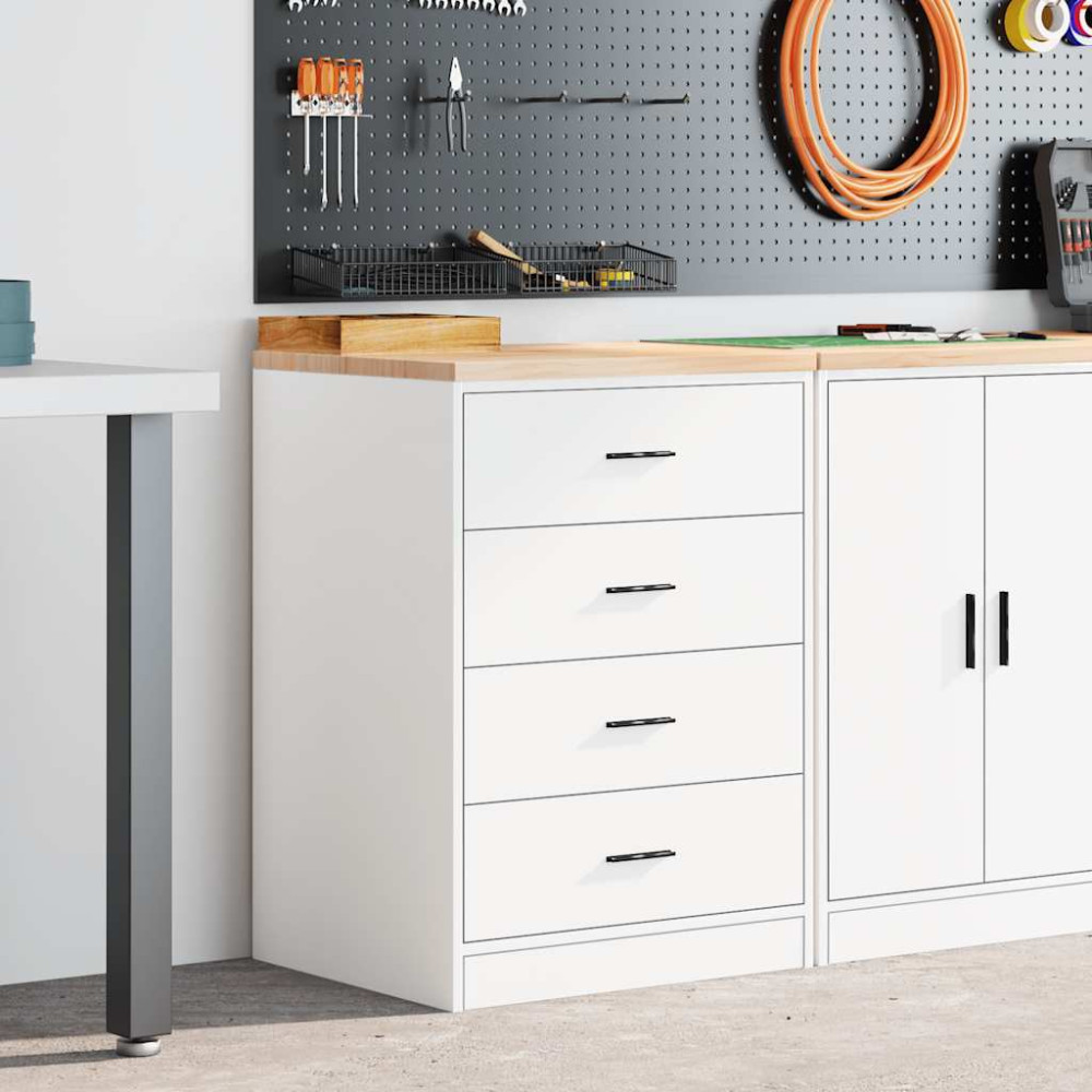 Produktbild för Förvaringsskåp för garage vit 60x51x85 cm massivt trä furu