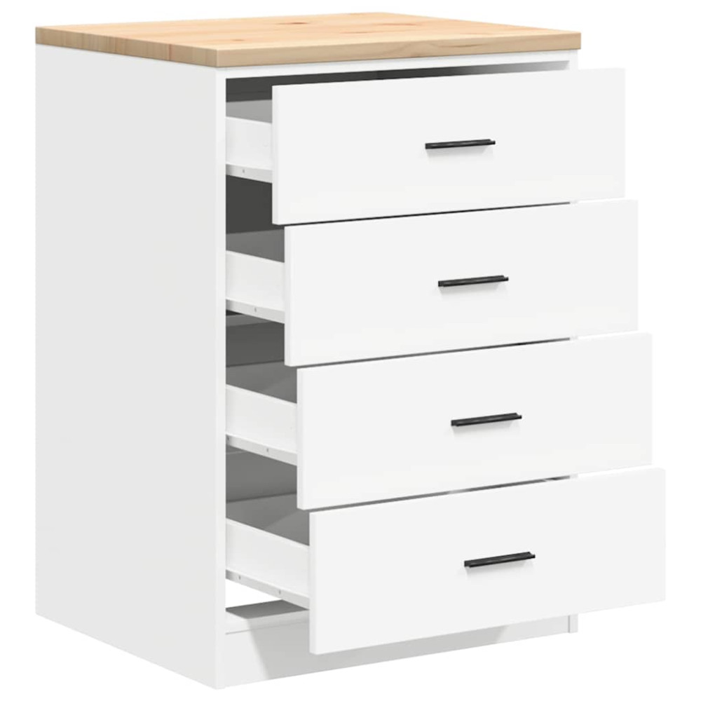 Produktbild för Förvaringsskåp för garage vit 60x51x85 cm massivt trä furu