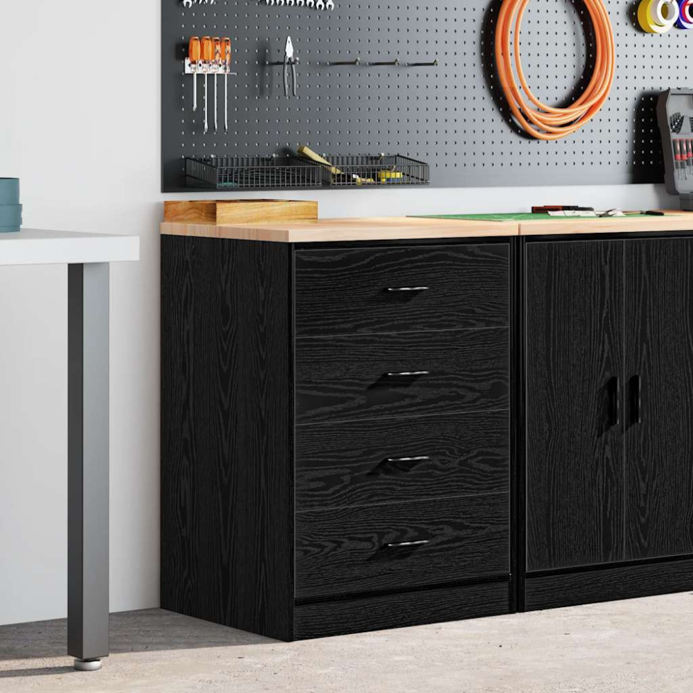 Produktbild för Garageskåp svart 60x51x85 cm massiv trä furu