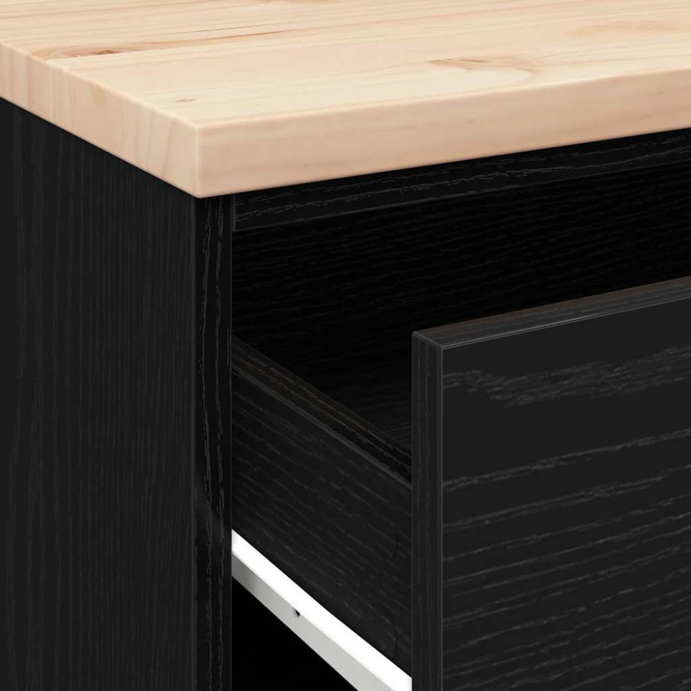 Produktbild för Garageskåp svart 60x51x85 cm massiv trä furu