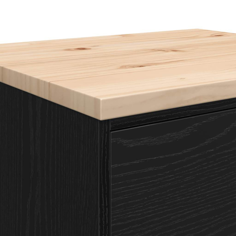 Produktbild för Garageskåp svart 60x51x85 cm massiv trä furu