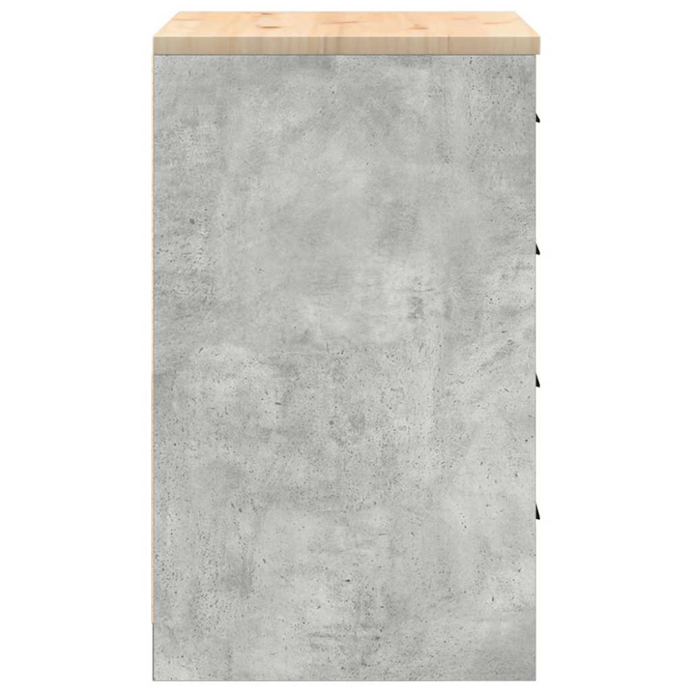Produktbild för Förvaringsskåp för garage Betonggrå 60x51x85cm massivt trä furu