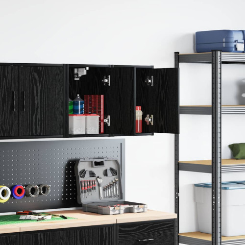 vidaXL Väggskåp för garage 2 st, svart konstruerat trä