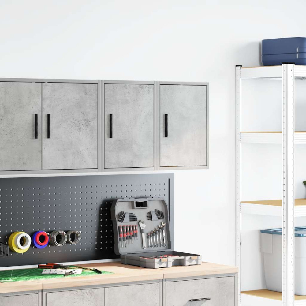 Produktbild för Väggskåp för garage 2 st, betong, grå konstruerat trä