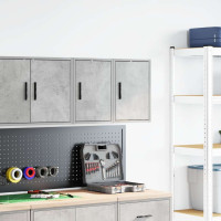 Produktbild för Väggskåp för garage 2 st, betong, grå konstruerat trä