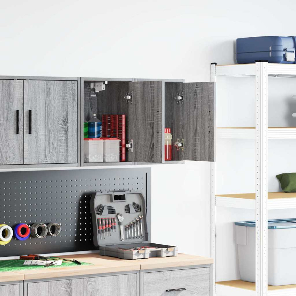 Produktbild för Väggskåp för garage 2 delar grå Sonoma konstruerat trä