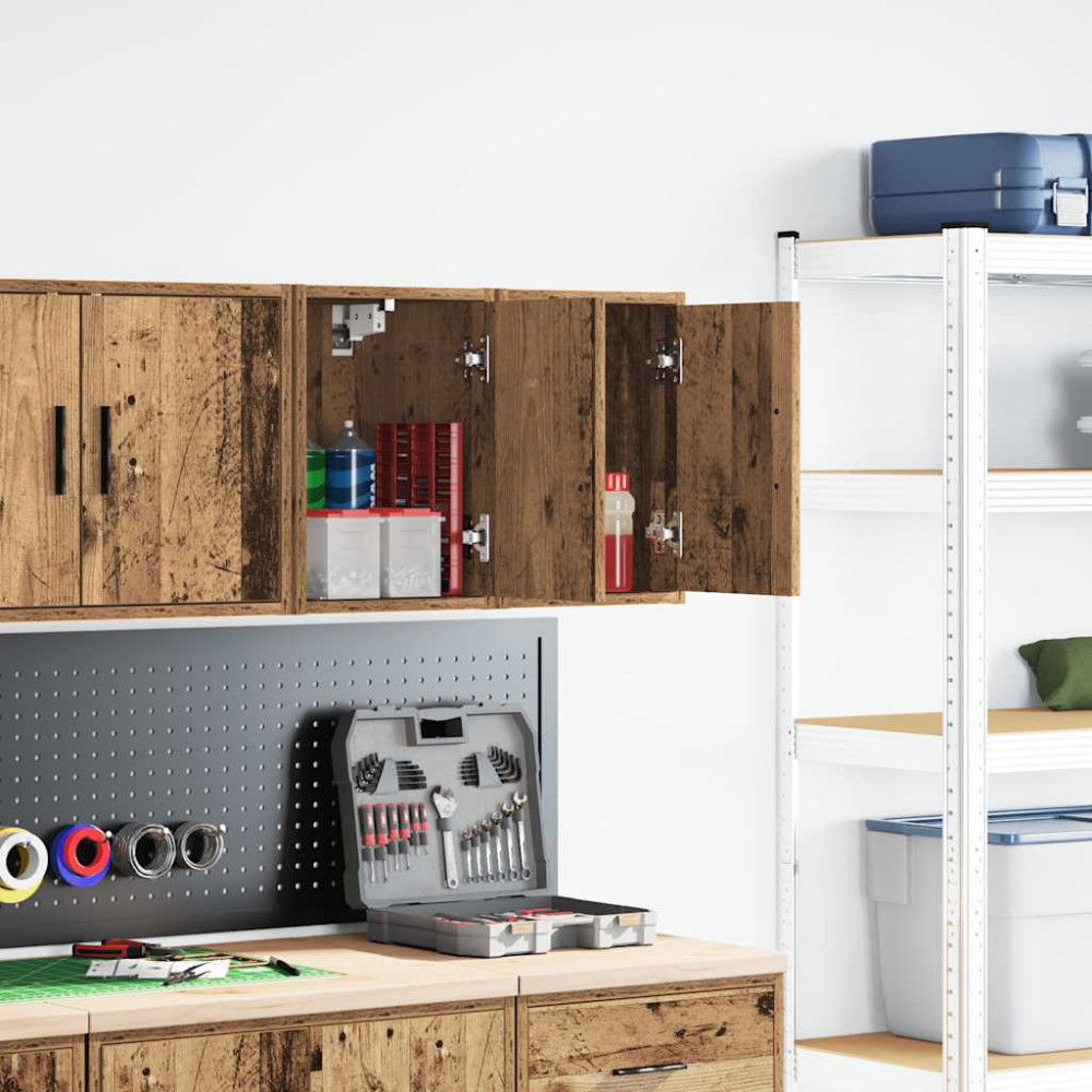 Produktbild för Väggskåp för garage 2 st, gammalt trä konstruerat trä