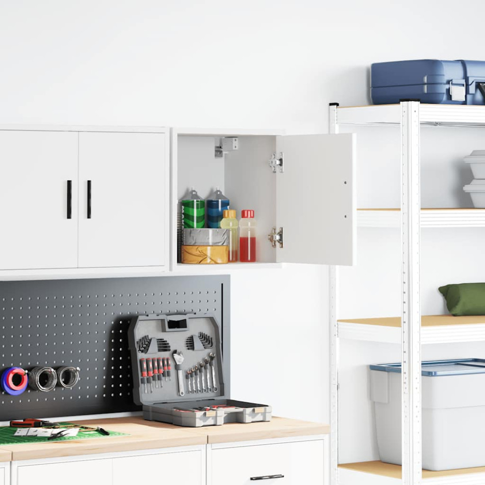 Produktbild för Väggskåp för garage vit konstruerat trä
