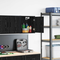 Produktbild för Väggskåp för garage svart konstruerat trä