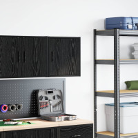 Produktbild för Väggskåp för garage svart konstruerat trä