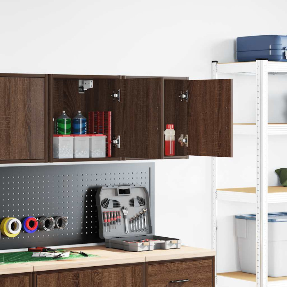 Produktbild för Väggskåp för garage 2 st, brun ek konstruerat trä