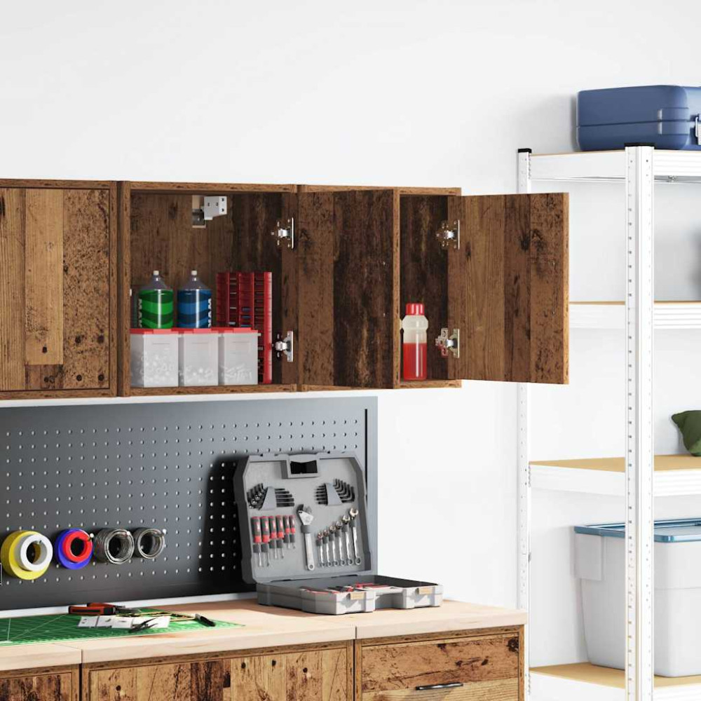 Produktbild för Väggskåp för garage 2 st, gammalt trä konstruerat trä
