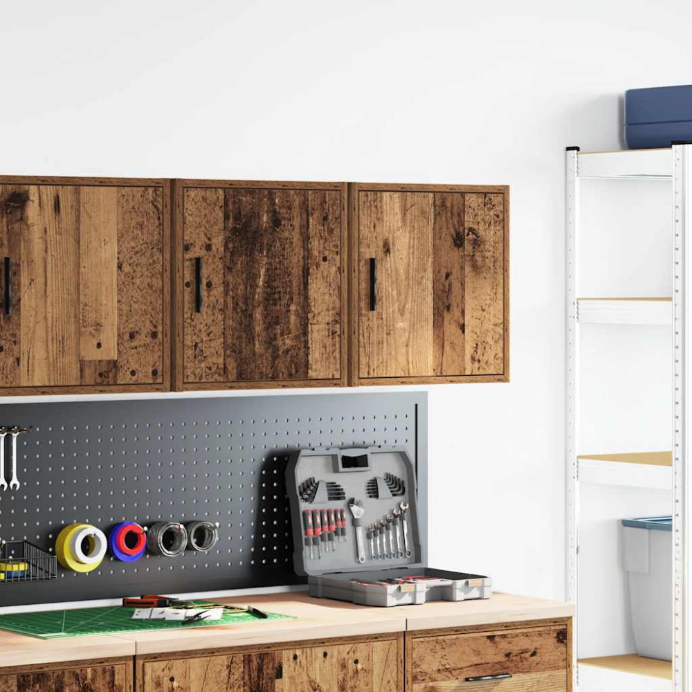 Produktbild för Väggskåp för garage 2 st, gammalt trä konstruerat trä