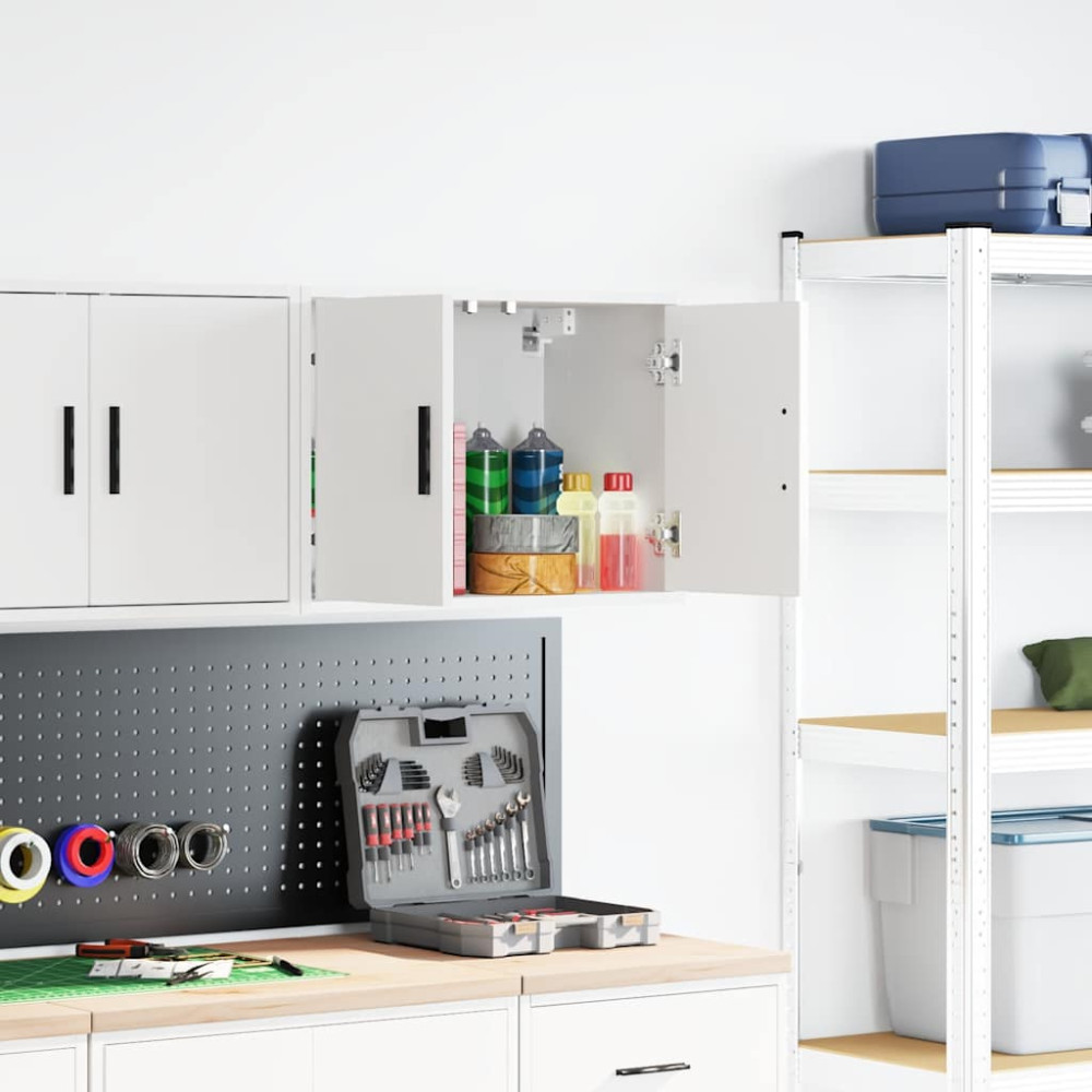 Produktbild för Väggskåp för garage vit konstruerat trä