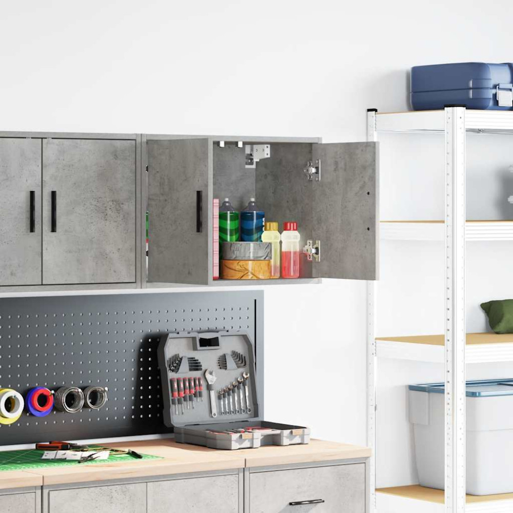 Produktbild för Väggskåp för garage betonggrå konstruerat trä