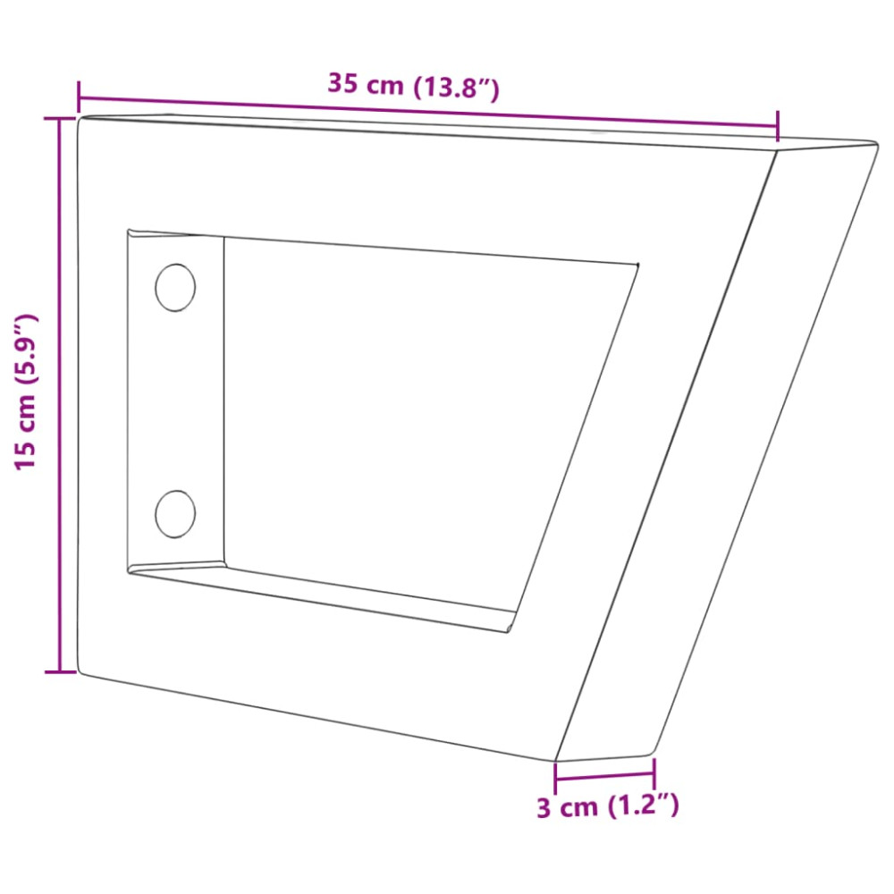 Produktbild för Hyllfästen för tvättställ 2 st svart trapetsformad stål