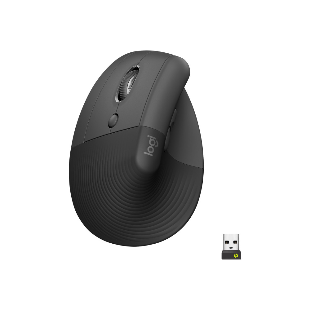 Produktbild för Logitech Lift for Business - vertikal mus - Bluetooth, 2.4 GHz - grafit