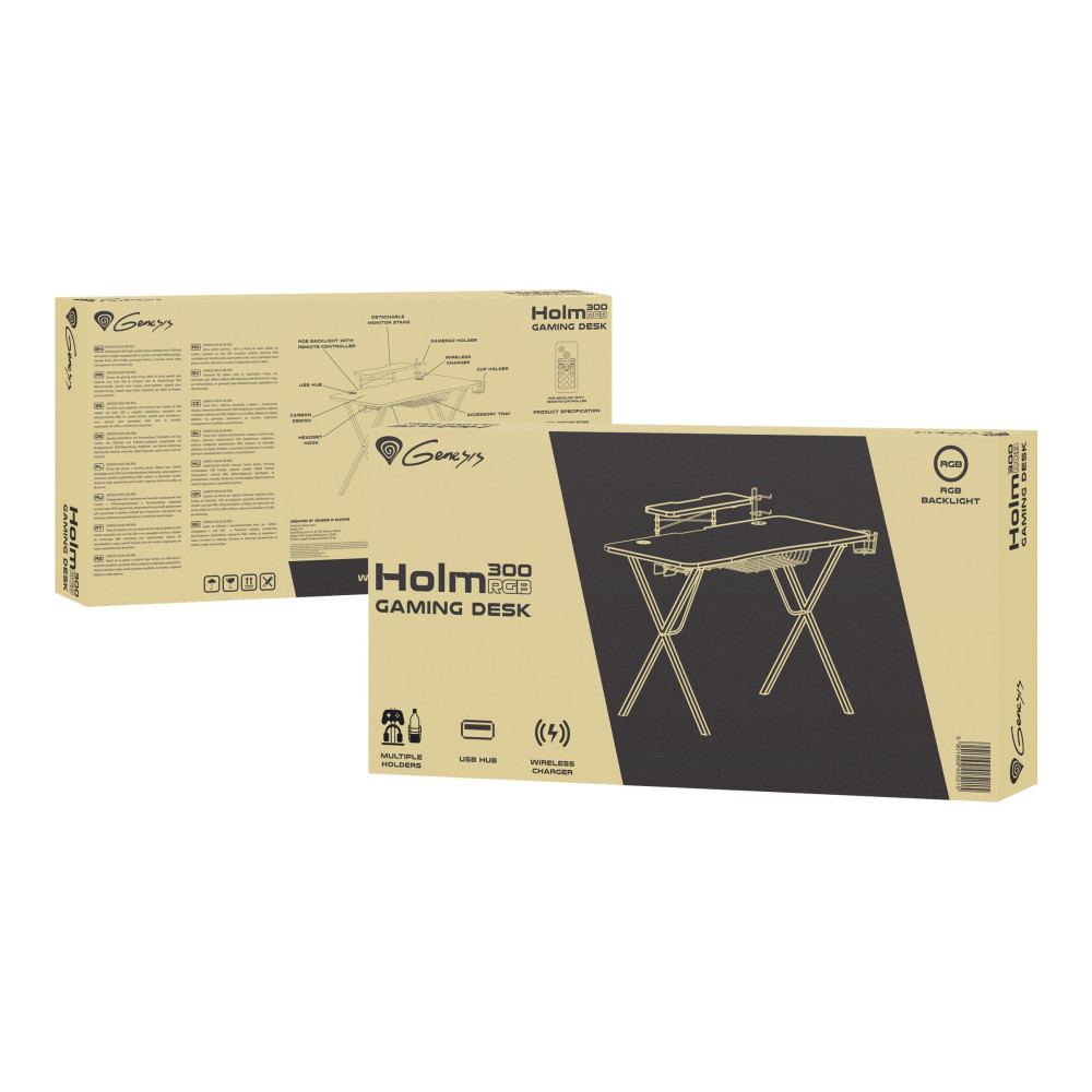 Produktbild för Genesis Holm 300 RGB - bord - rectangular with contoured corners - svart