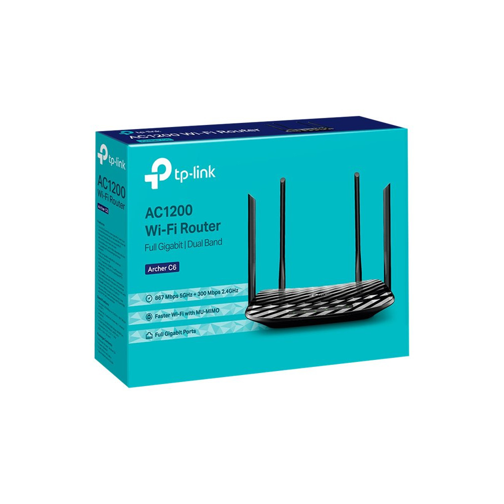 Produktbild för TP-Link Archer C6 - trådlös router - Wi-Fi 5 - skrivbordsmodell