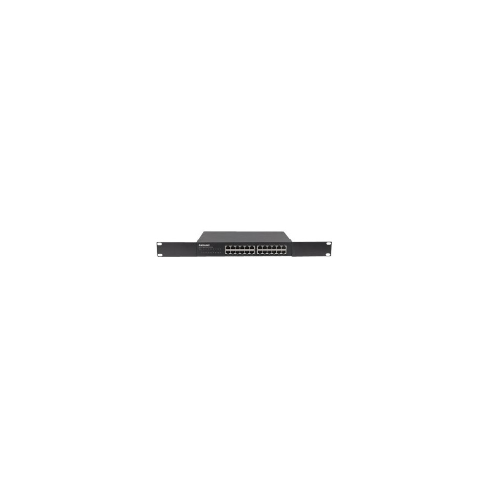 Produktbild för Intellinet 24-Port Gigabit Ethernet Switch, 24 x 10/100/1000 Mbit/s RJ45-Ports, IEEE 802.3az (Energy Efficient Ethernet), Desktop, 19" Rackmount, Metal - switch - 24 portar - ohanterad - rackmonterbar