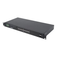 Produktbild för Intellinet 16-Port Gigabit Ethernet PoE+ Switch with 2 SFP Ports, LCD Display, IEEE 802.3at/af Power over Ethernet (PoE+/PoE) Compliant, 370 W, Endspan, 19" Rackmount - switch - 16 portar - ohanterad - rackmonterbar