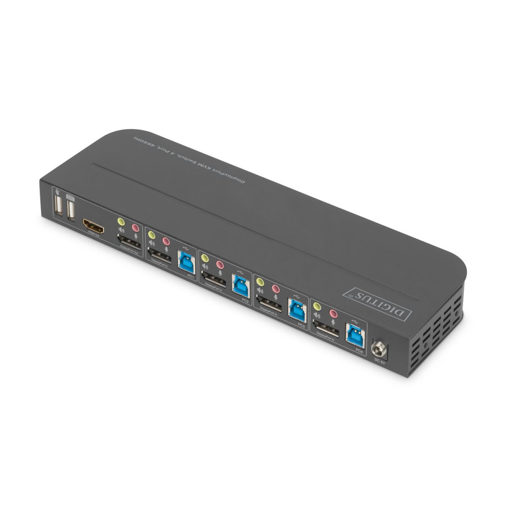 Produktbild för DIGITUS - omkopplare för tangentbord/video/mus/ljud - 4 portar