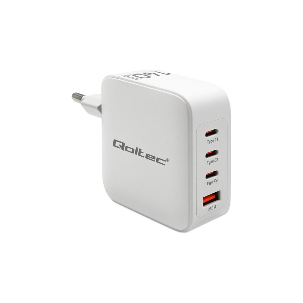 Produktbild för Qoltec strömadapter - GaN, 5-20V, 2.5-5A - USB, 3 x USB-C (PD) - 140 watt