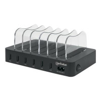 Produktbild för Manhattan Charging Station, 6x USB-A Ports, Outputs: 6x 2.4A, Smart IC, LED Indicator Lights, Black, Three Year Warranty, Box laddningsstation - USB - 50 watt