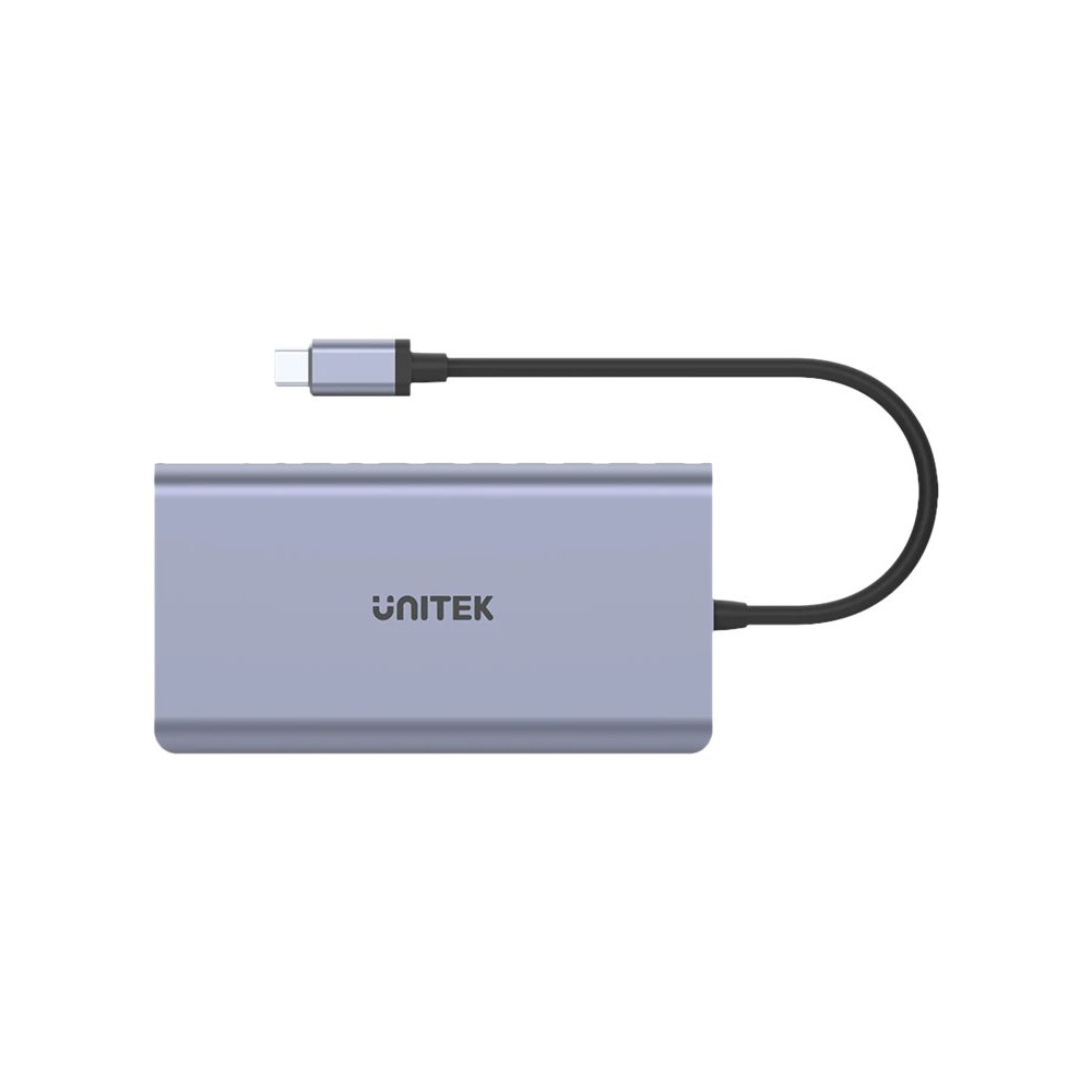 Produktbild för Unitek uHUB S7+ 7-in-1 USB-C Ethernet Hub with MST Dual Monitor, 100W Power Delivery and Card Reader - dockningsstation - USB-C - HDMI, DP - 1GbE
