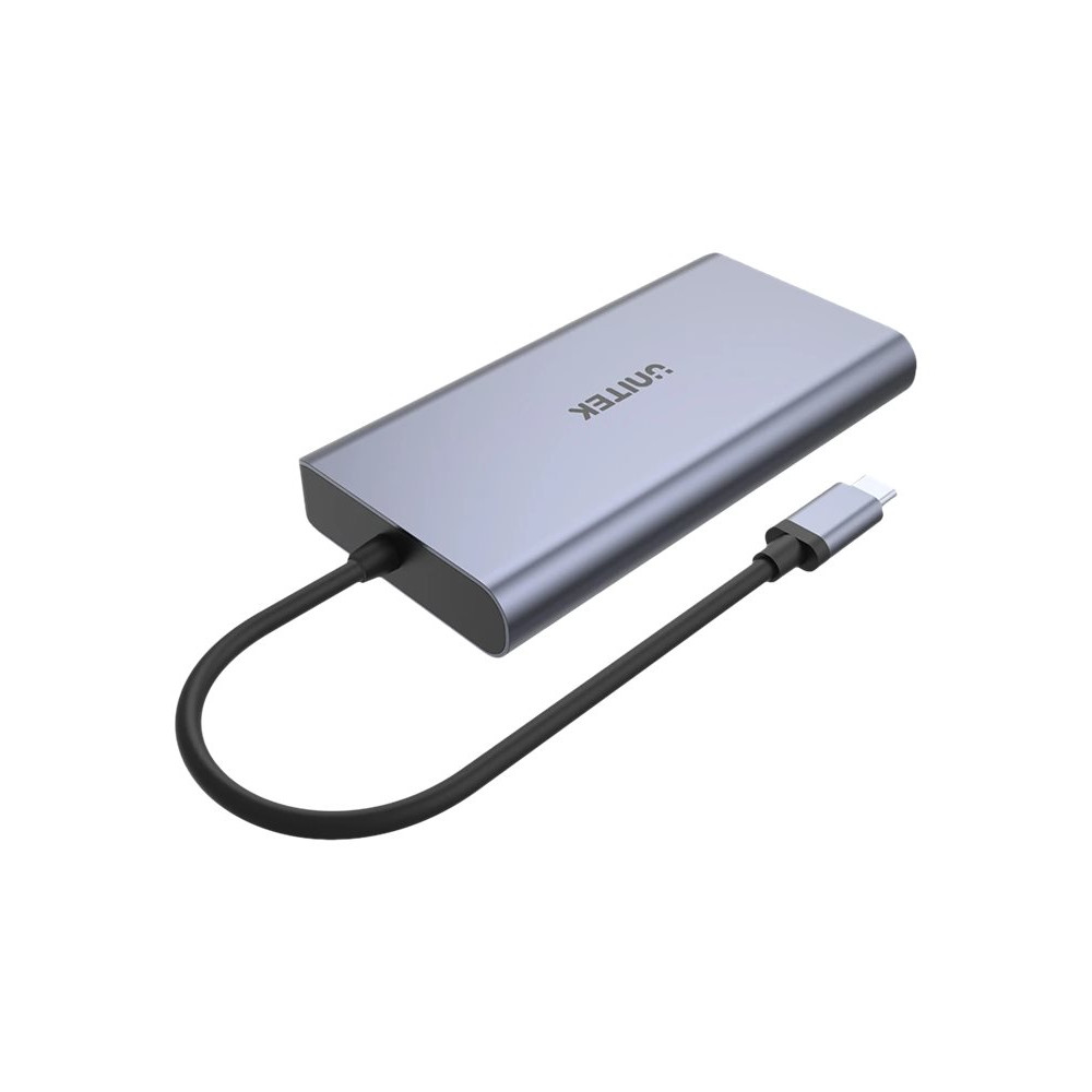 Produktbild för Unitek uHUB S7+ 7-in-1 USB-C Ethernet Hub with MST Dual Monitor, 100W Power Delivery and Card Reader - dockningsstation - USB-C - HDMI, DP - 1GbE