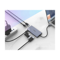 Produktbild för Unitek uHUB S7+ 7-in-1 USB-C Ethernet Hub with MST Dual Monitor, 100W Power Delivery and Card Reader - dockningsstation - USB-C - HDMI, DP - 1GbE