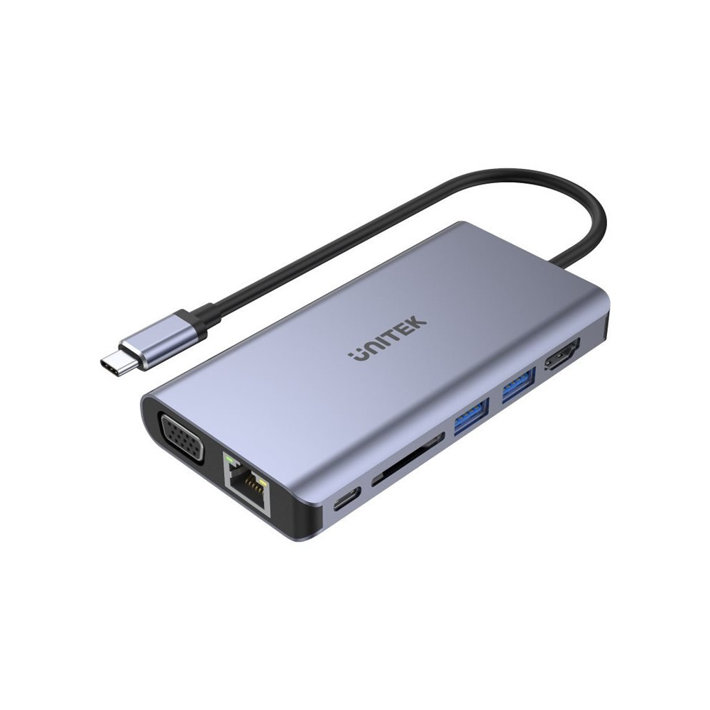 Produktbild för Unitek uHUB O8+ - dockningsstation - USB-C - HDMI, VGA - 1GbE