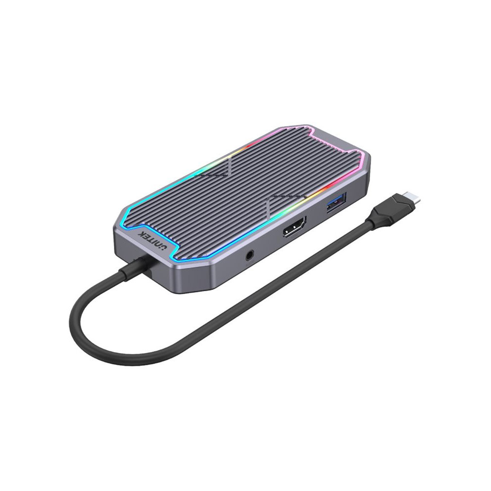 Produktbild för Unitek uHUB S7+ - dockningsstation - USB-C 3.2 Gen 2 / Thunderbolt 3 - HDMI - 1GbE