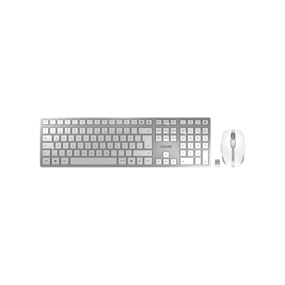 Produktbild för CHERRY DW 9100 SLIM - sats med tangentbord och mus - QWERTZ - tysk - vit/silver Inmatningsenhet