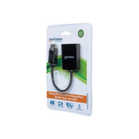 Produktbild för Manhattan DisplayPort 1.2 to 2-Port DisplayPort 1.2 Splitter Hub with MST, 4K@30Hz, USB-A Powered, Video Wall Function, Black, Three Year Warranty, Blister - video/audiosplitter - 2 portar