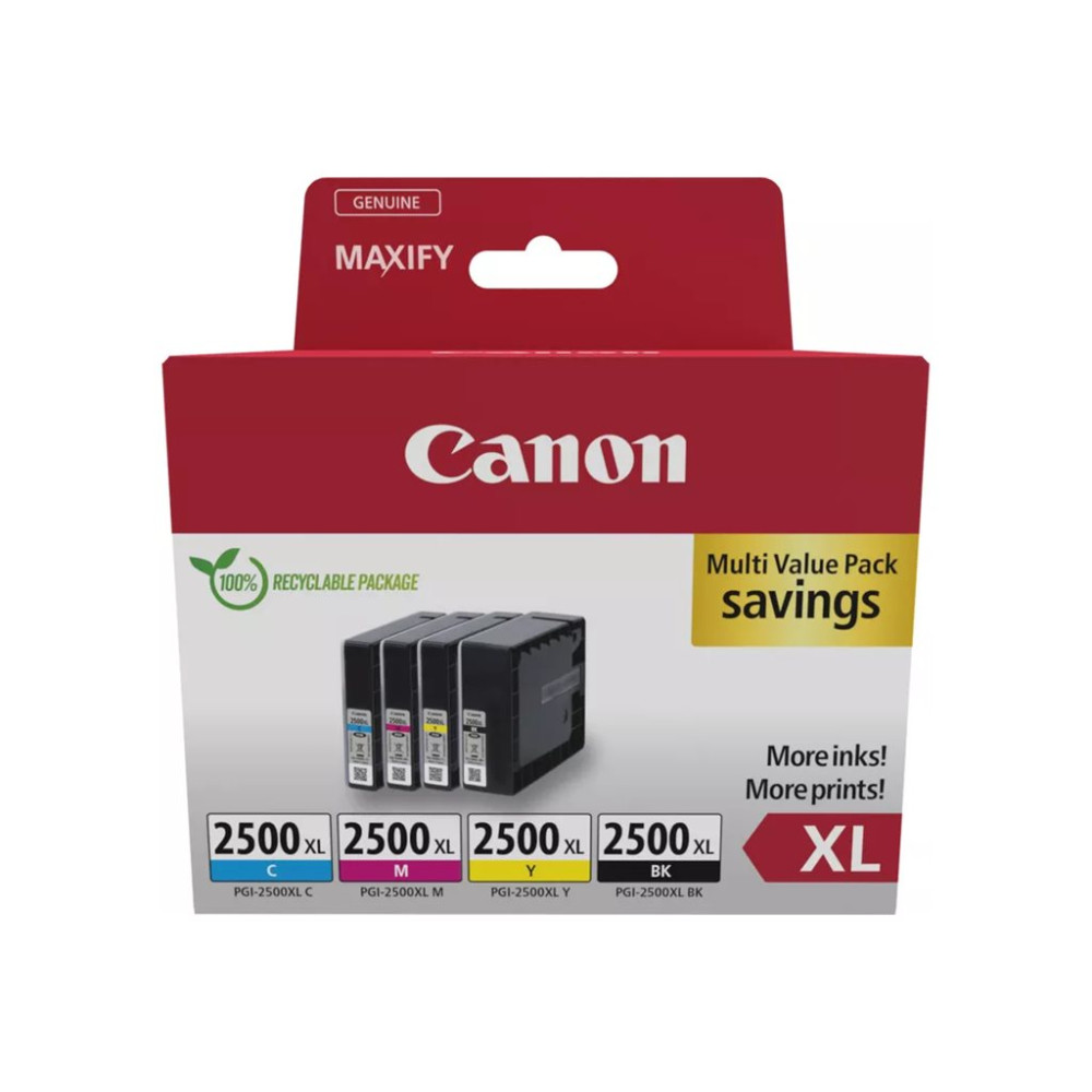 Produktbild för Canon PGI-2500XL BK/C/M/Y Multipack - 4-pack - XL - svart, gul, cyan, magenta - original - bläcktank