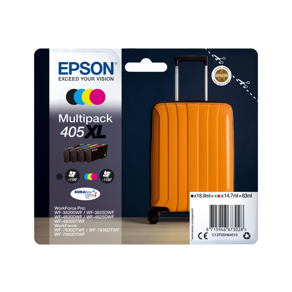 Produktbild för Epson 405XL Multipack - 4-pack - XL - svart, gul, cyan, magenta - original - bläckpatron