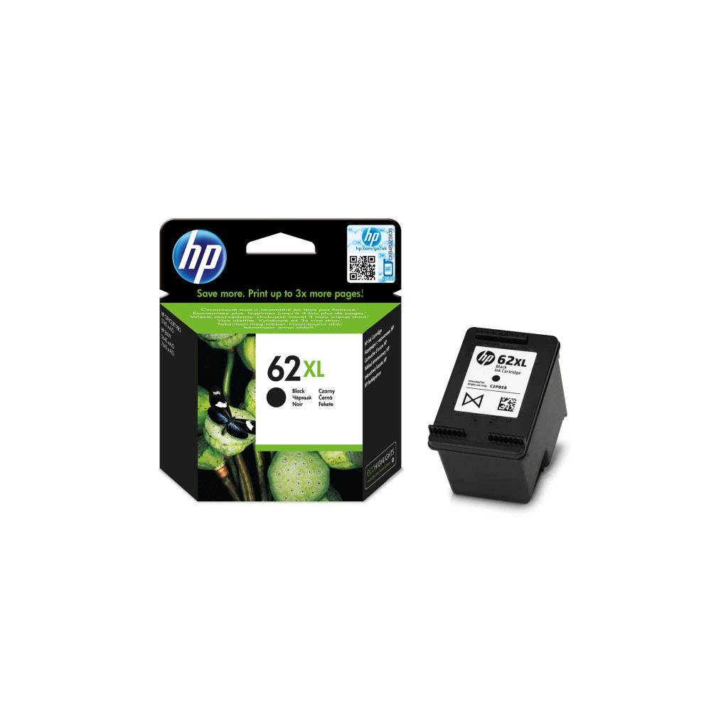 Produktbild för HP 62XL - Lång livslängd - svart - original - bläckpatron