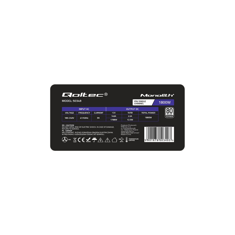 Produktbild för Qoltec Monolith 50349 - nätaggregat - 1800 watt