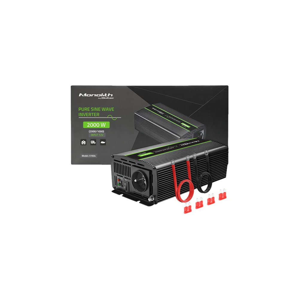 Produktbild för Qoltec Monolith - DC-AC-omriktare - ren sinusvåg - 1000 watt