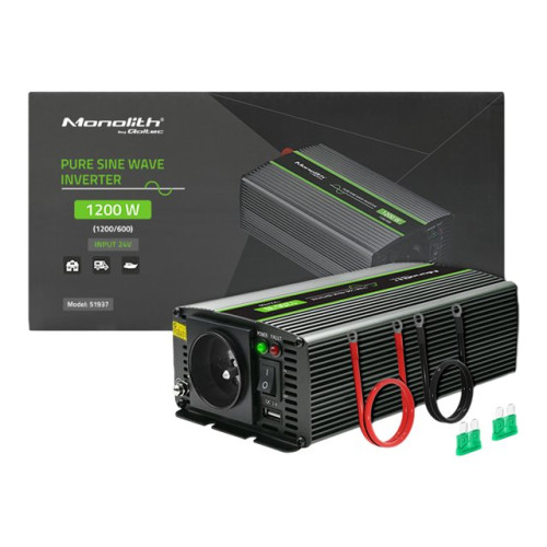 Qoltec Qoltec Monolith - DC-AC-omriktare - ren sinusvåg - 1200 watt