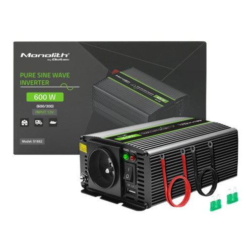 Qoltec Qoltec Monolith - DC-AC-omriktare - ren sinusvåg - 300 watt