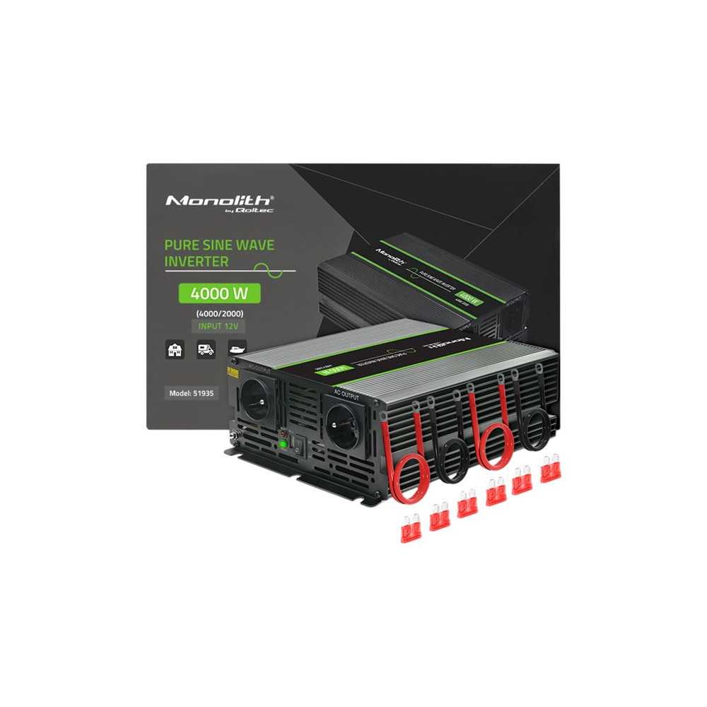 Produktbild för Qoltec Monolith - DC-AC-omriktare - ren sinusvåg - 4000 watt