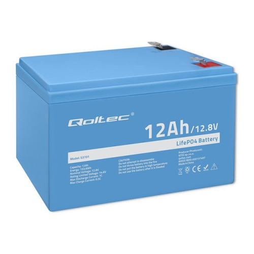 Qoltec Qoltec - batteri - 12,8V, BMS - LiFePO4 - 12 Ah - 153.6 Wh