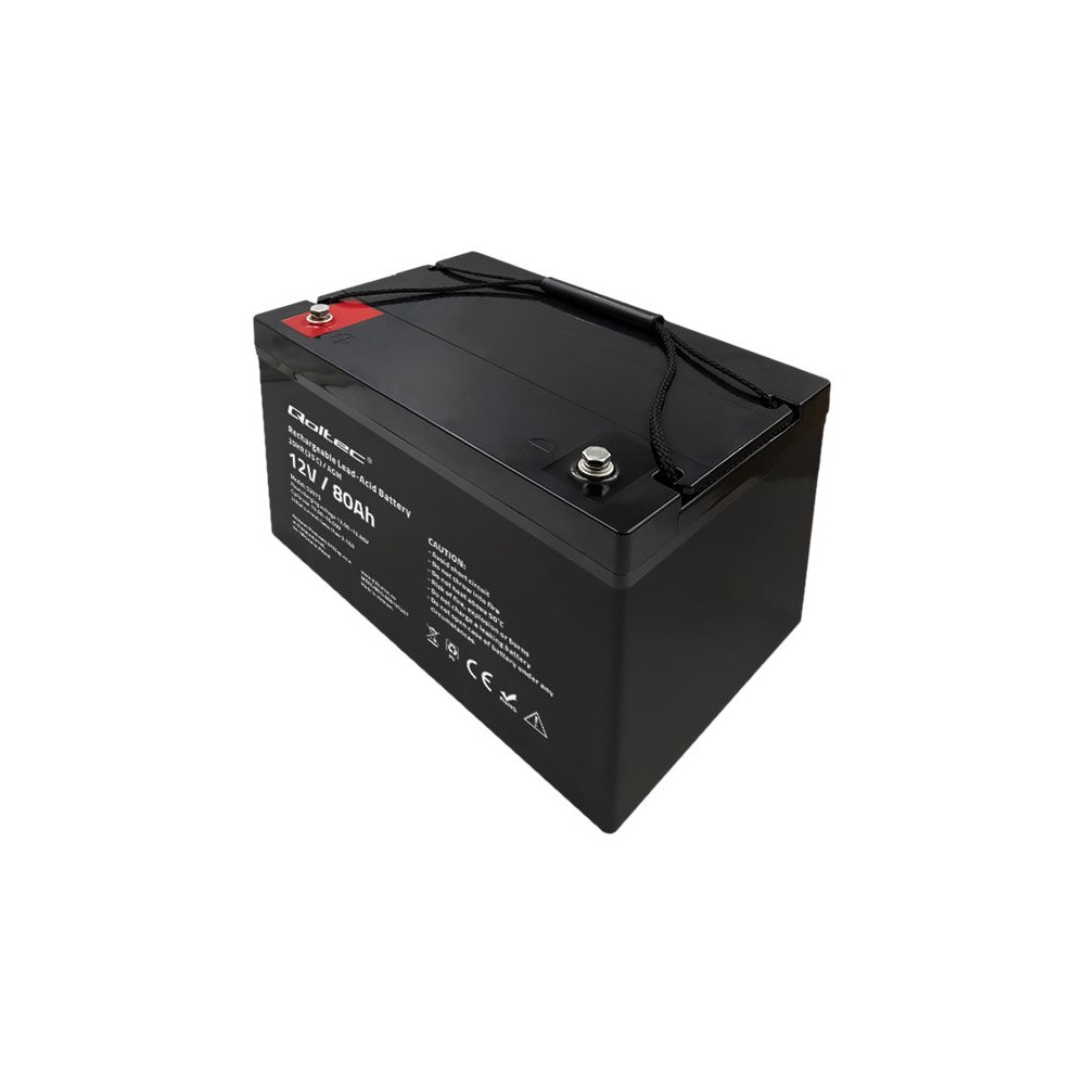 Produktbild för Qoltec - larmsystembatteri - AGM, 12 V, 23,5 kg - Bly-syra - 80 Ah