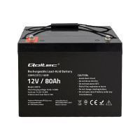 Produktbild för Qoltec - larmsystembatteri - AGM, 12 V, 23,5 kg - Bly-syra - 80 Ah