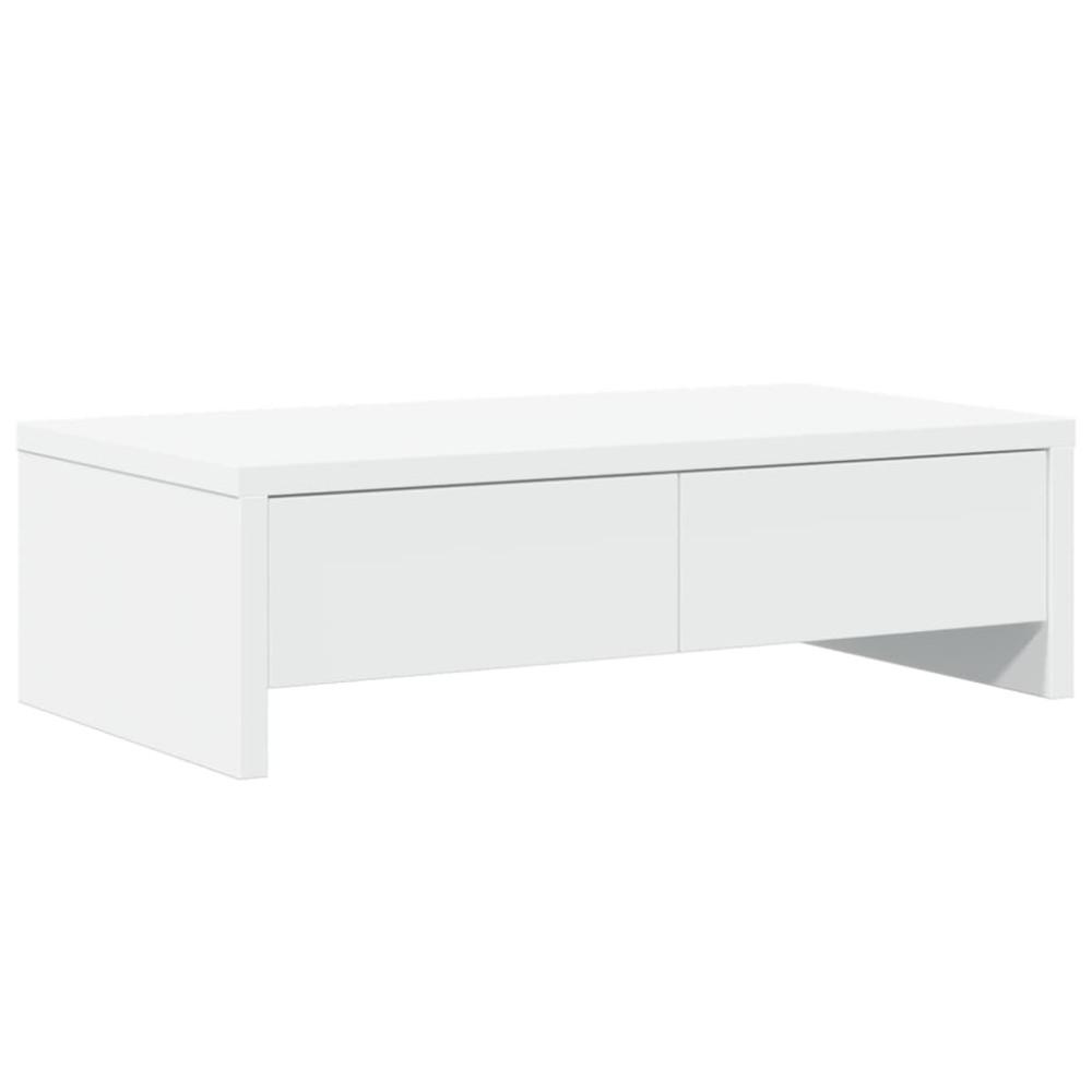Produktbild för Skärmställ med lådor vit 50x27x15 cm konstruerat trä
