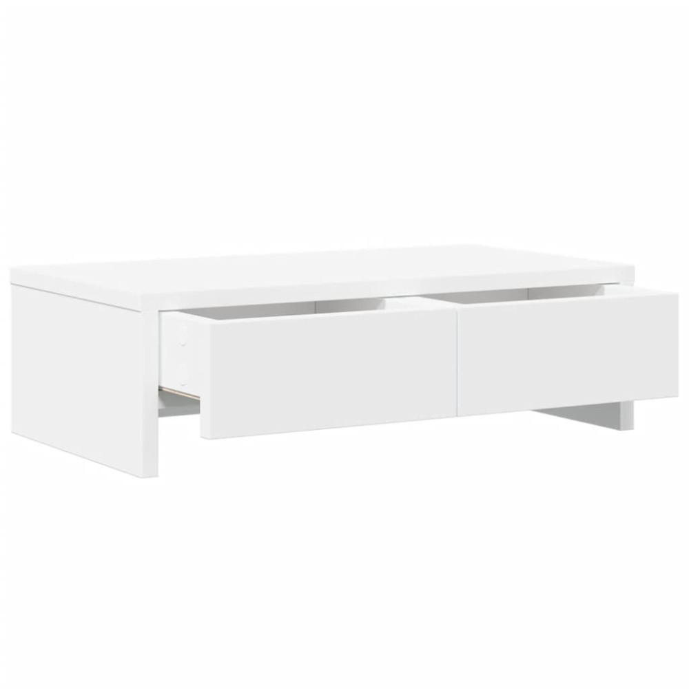 Produktbild för Skärmställ med lådor vit 50x27x15 cm konstruerat trä