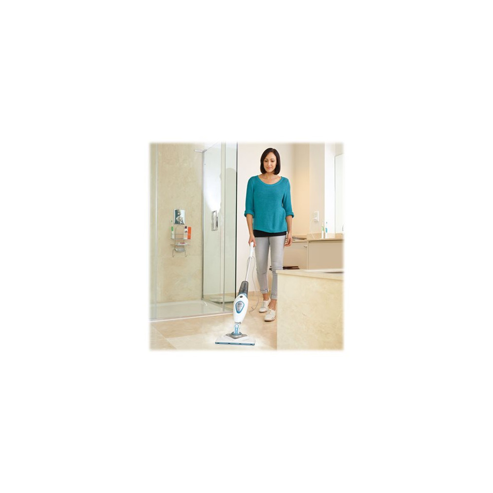 Produktbild för BLACK+DECKER FSM1616 Steam Mop - ångdammsugare - spak - vit / blå