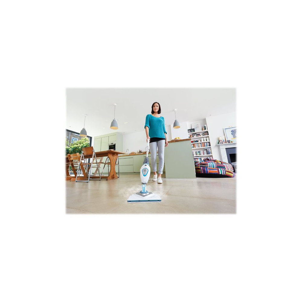 Produktbild för BLACK+DECKER FSM1616 Steam Mop - ångdammsugare - spak - vit / blå